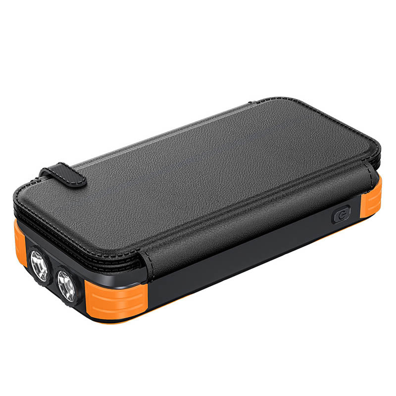 20,000mAh Solar Power Bank with 4 Foldable Photovoltaic Panels and Built-in Cables & Wireless Charging for iPhones, iPads, Android Devices