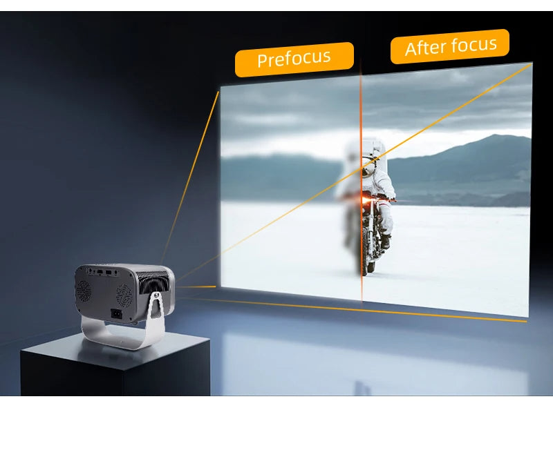 360° Free Rotation Portable Smart Android Projector for Movie Nights, Camping, Parties, Sports Events, Fitness and Yoga, and more.