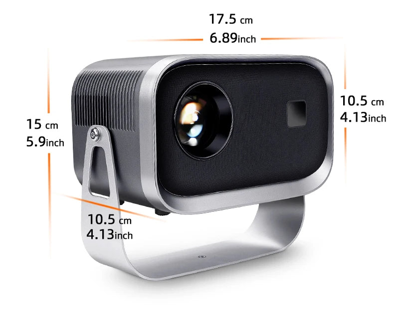 360° Free Rotation Portable Smart Android Projector for Movie Nights, Camping, Parties, Sports Events, Fitness and Yoga, and more.