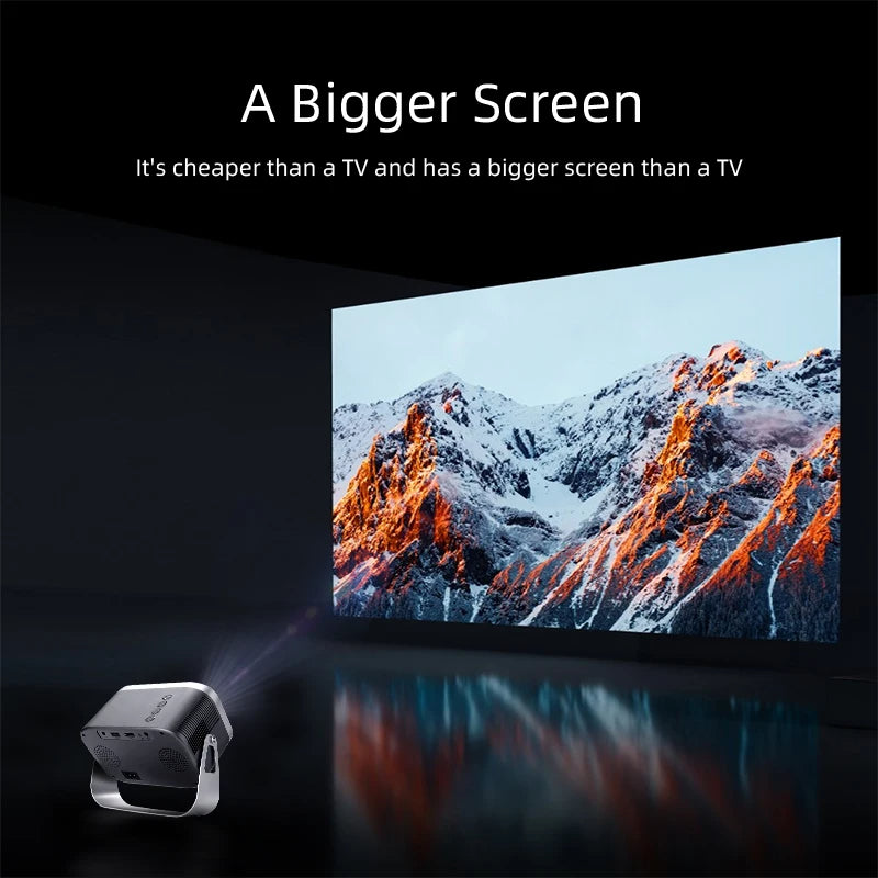 360° Free Rotation Portable Smart Android Projector for Movie Nights, Camping, Parties, Sports Events, Fitness and Yoga, and more.