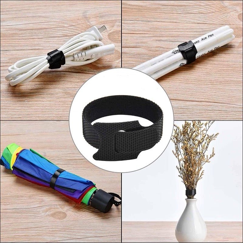 Reusable Hook & Loop Cable Ties – Adjustable Nylon Cable Organizer Straps for Cord Management, Home & Office Storage - No-Cut, DIY-Friendly