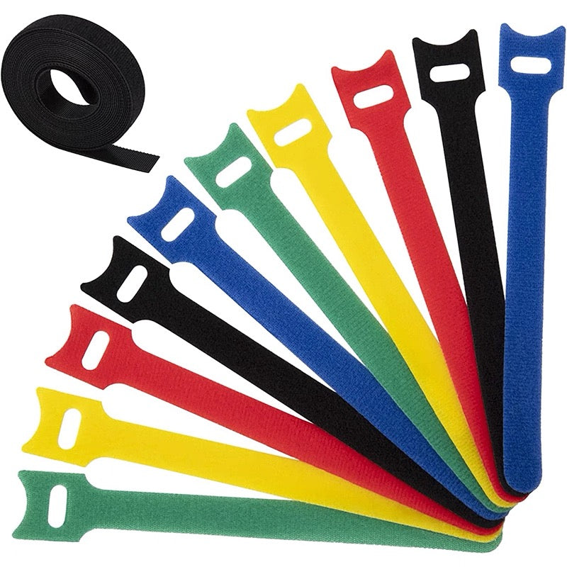 Reusable Hook & Loop Cable Ties – Adjustable Nylon Cable Organizer Straps for Cord Management, Home & Office Storage - No-Cut, DIY-Friendly