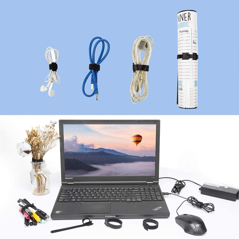 Reusable Hook & Loop Cable Ties – Adjustable Nylon Cable Organizer Straps for Cord Management, Home & Office Storage - No-Cut, DIY-Friendly