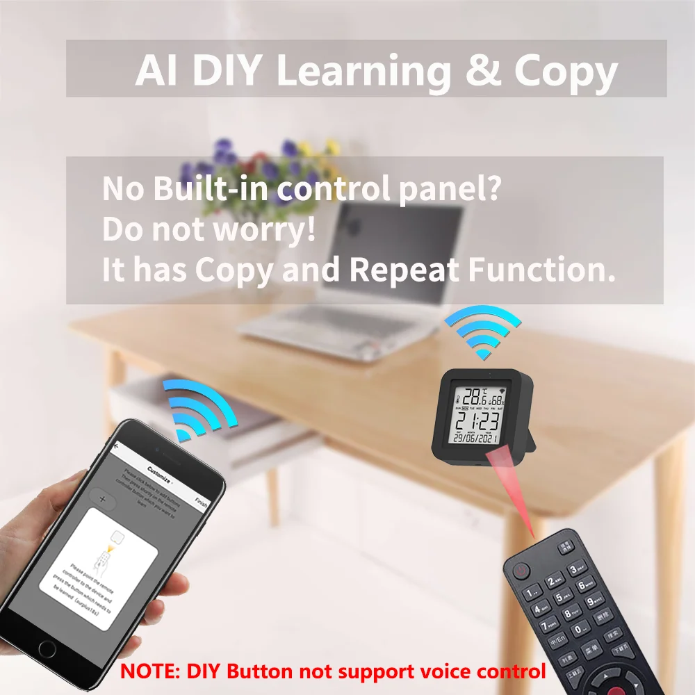 Smart IR Remote Hub with Temperature & Humidity Sensor – Voice-Controlled Automation for AC, TV & More (Works with Alexa, Google, Tuya Smart)