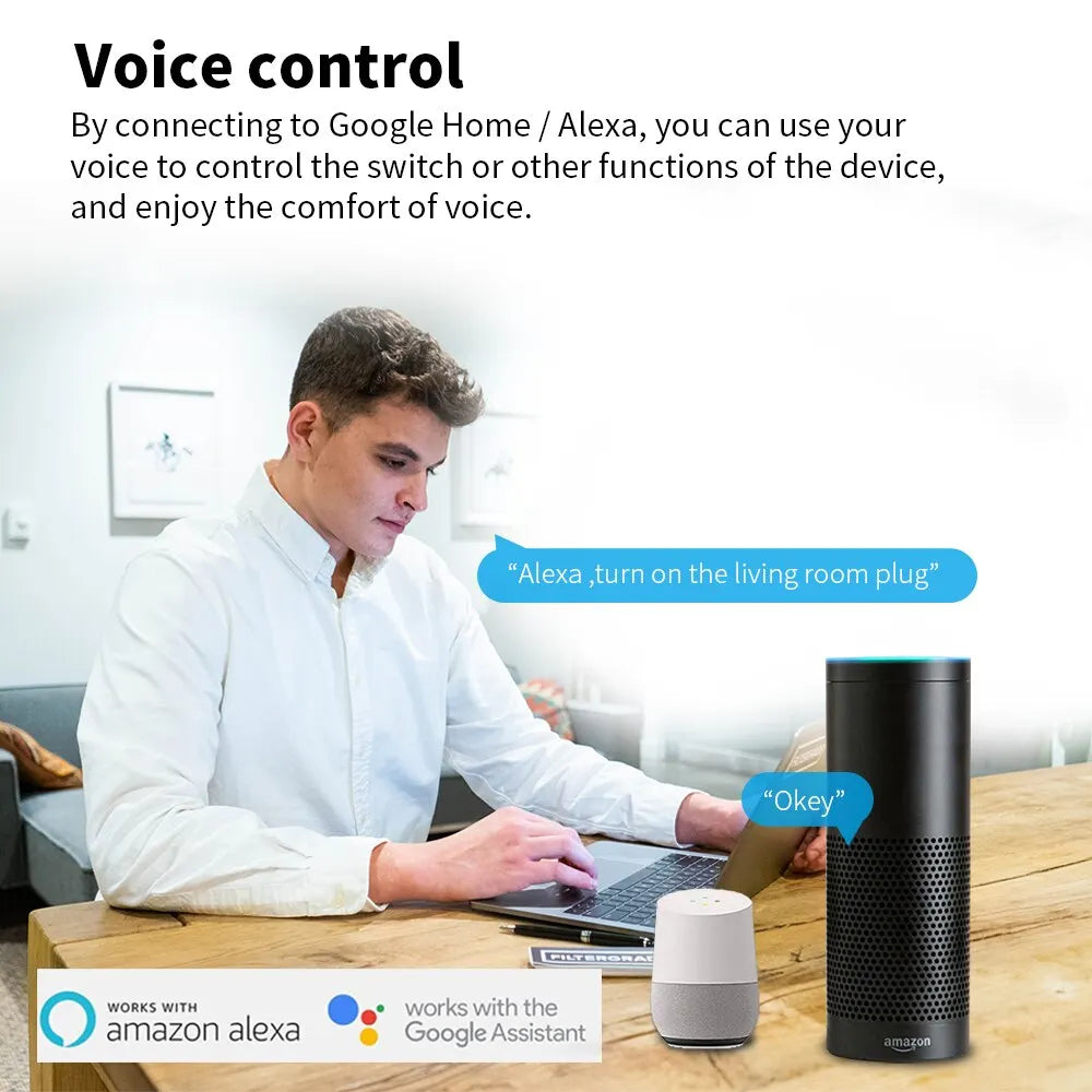 Zigbee Smart Plug (EU 16A/20A) with Power Monitoring and Voice Control - Smart Energy Management System for European Homes, Compatible with Alexa, Google Home, and Yandex Alice