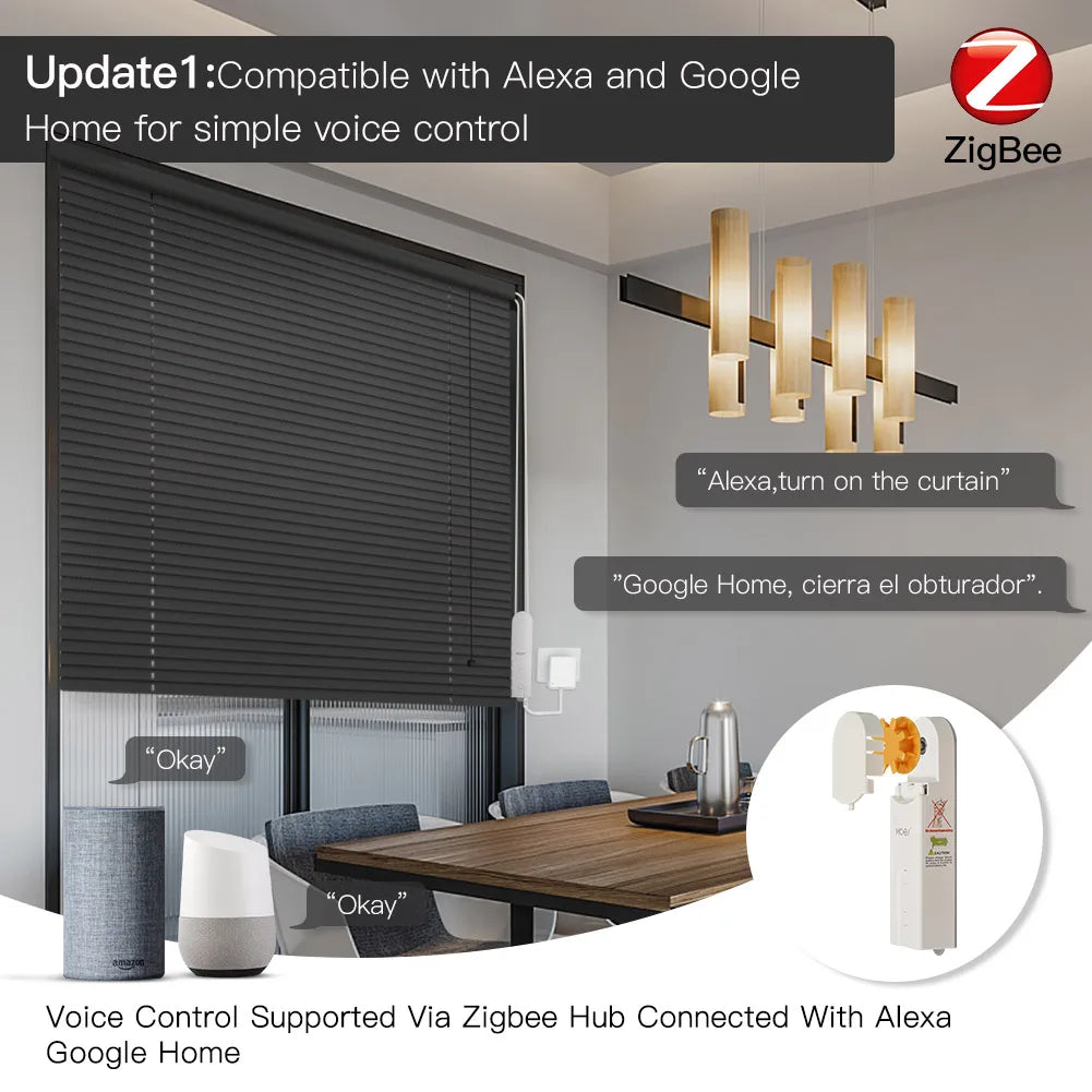 ZigBee Smart DIY Motorized Blinds Motor – App & Voice-Controlled Shade Automation for Tuya, Alexa, Google Home