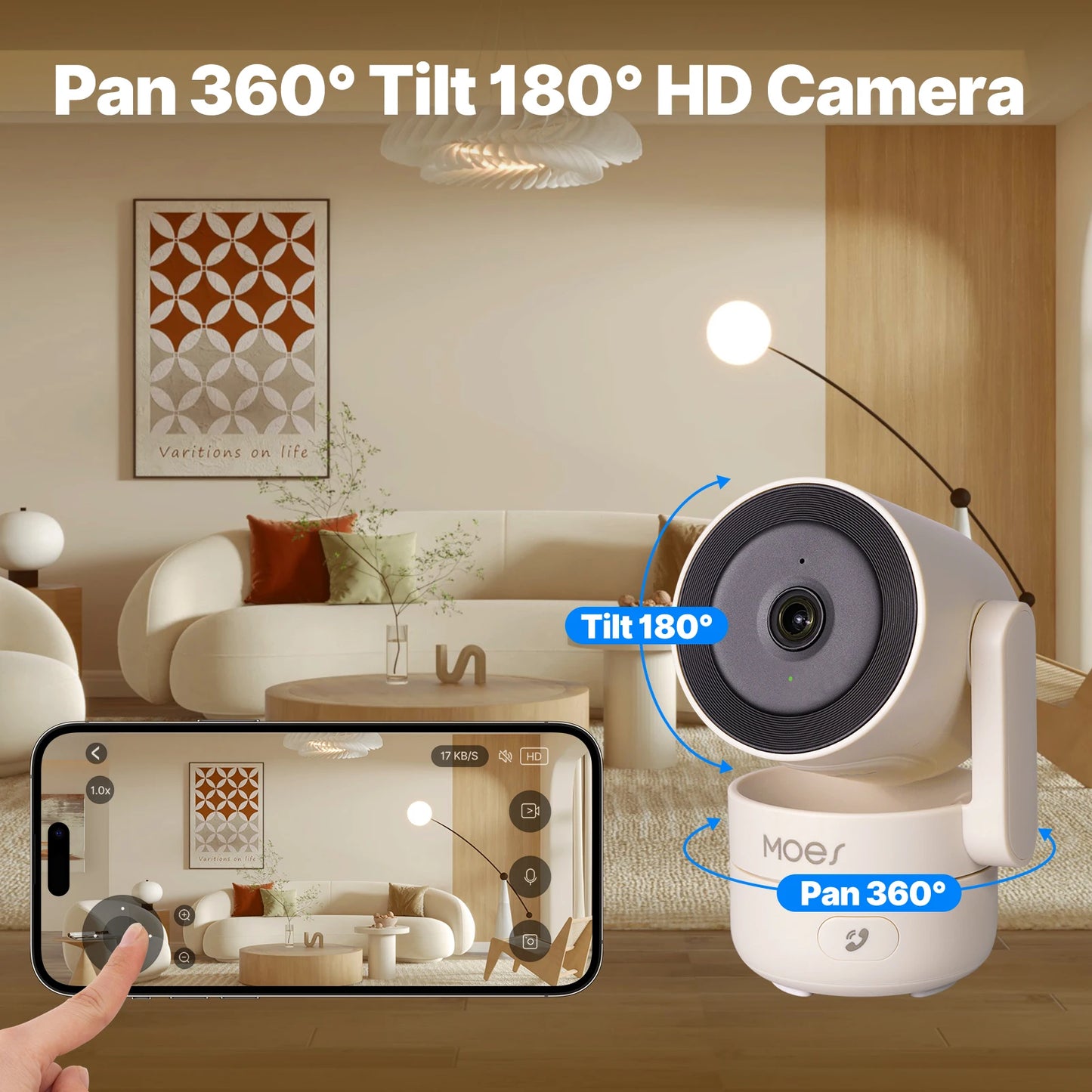 4MP 360° Smart WiFi Indoor Security Camera – AI-Powered Pan/Tilt Monitor with Night Vision, Motion Tracking & Smart Home Integration