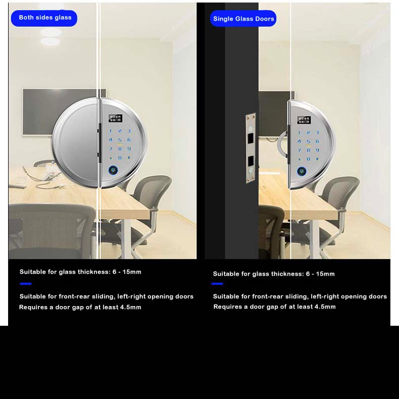 Strong Secure Smart Glass Door Lock with Weatherproof Alloy Casing and Various Unlocking Options like Fingerprint, Mobile APP, NFC, etc.