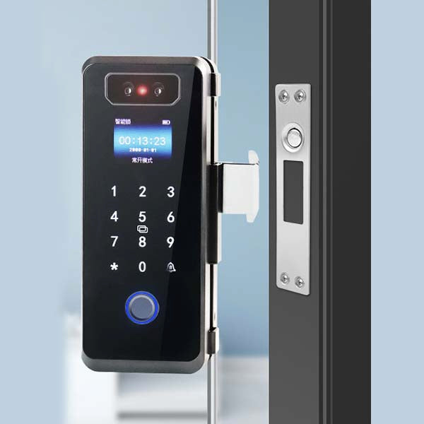 3D Face Recognition Fingerprint Smart Glass Door Lock with Multiple Unlocking Methods for Offices, Shops, Apartments