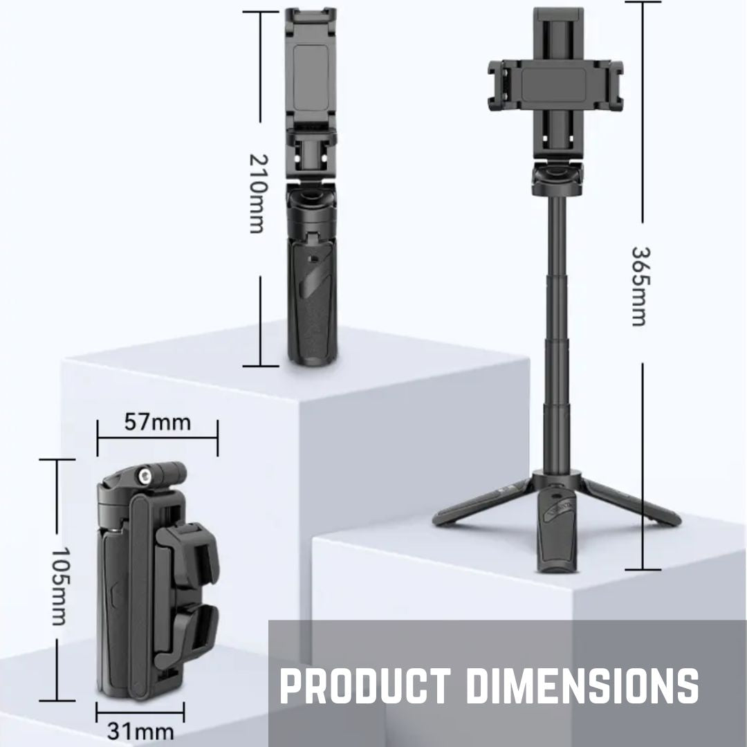 Palm-Sized 3-In-1 Phone Camera Shutter Grip, Tripod, and Selfie Stick with 10-Meter Wireless Remote Control for 2024 Travel