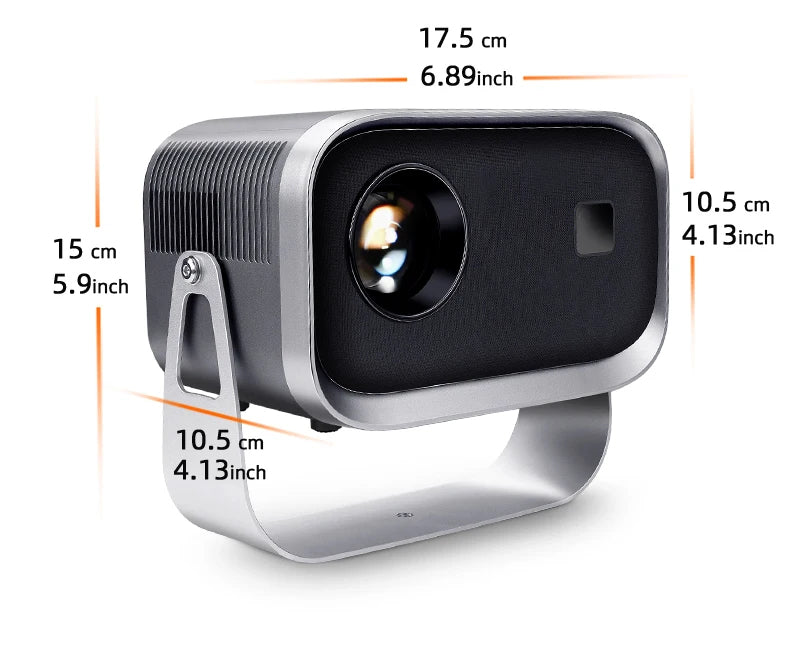 360° Free Rotation Portable Smart Android Projector with 1280 * 720p Native Resolution and 200 ANSI Brightness