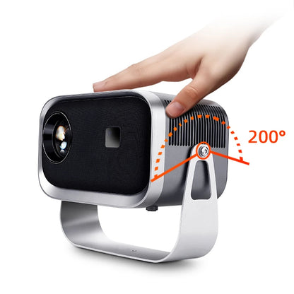 360° Free Rotation Portable Smart Android Projector for Movie Nights, Camping, Parties, Sports Events, Fitness and Yoga, and more.