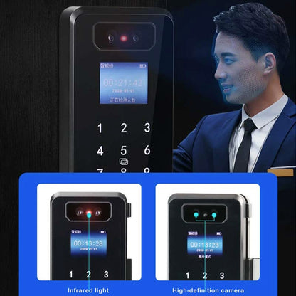 3D Face Recognition Fingerprint Smart Glass Door Lock with Multiple Unlocking Methods for Offices, Shops, Apartments