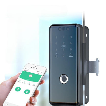 3D Face Recognition Smart Glass Door Lock with 6 Unlock Methods and Clutch Stepping Motor