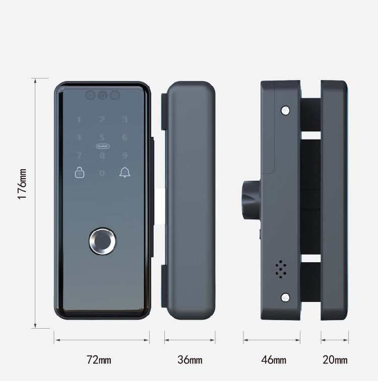 3D Face Recognition Smart Glass Door Lock with 6 Unlock Methods and Clutch Stepping Motor