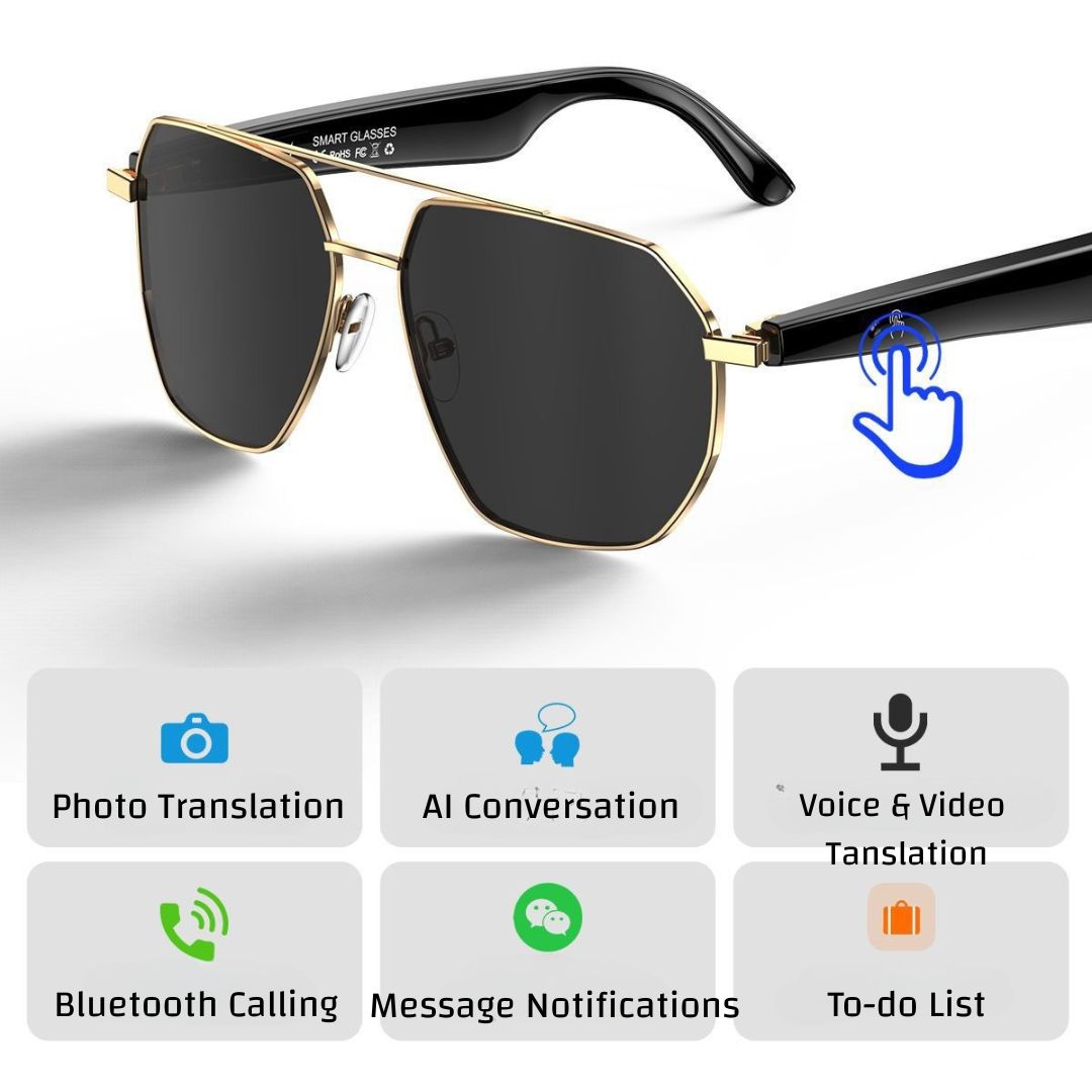 AI Translator Smart Glasses – Stylish UV-Blocking Sunglasses with Real-Time 163-Language Translation, ChatGPT 4.0 & Open-Ear Music