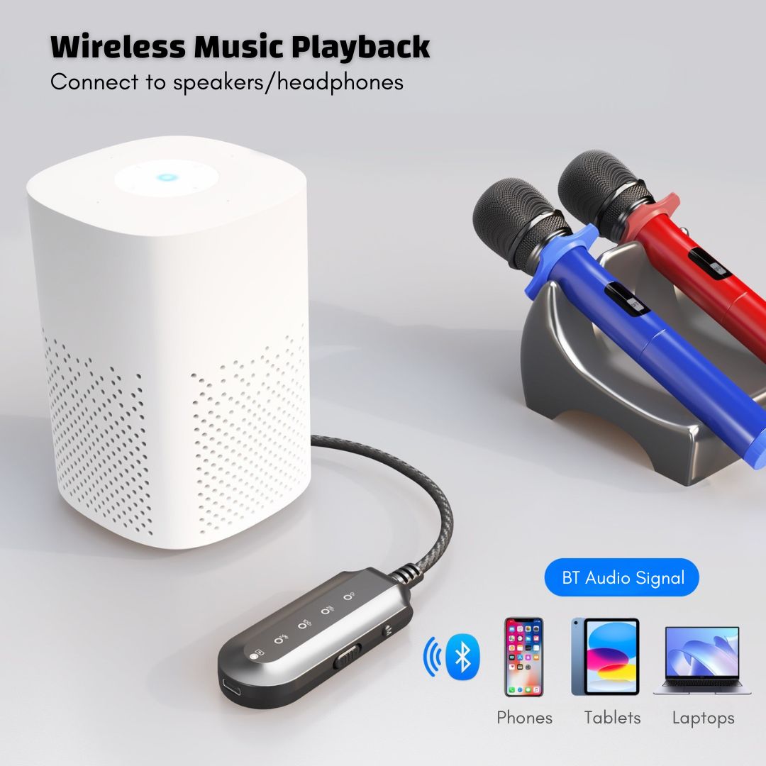 Speaker-Mountable AI Vocal Remover with Bluetooth Adapter Function to Turn Any Speakers to Karaoke Machines Instantly