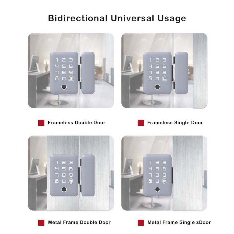 Bidirectional Universal Usage Smart Glass Door Lock with Multiple Ways to Unlock and Attendance and Timekeeping