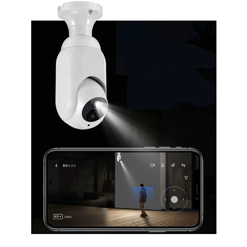 4K Bulb Wireless Security Camera with 360° Panoramic View, 3 Night Vision Modes, Human Activity Detection and Sound Alarm