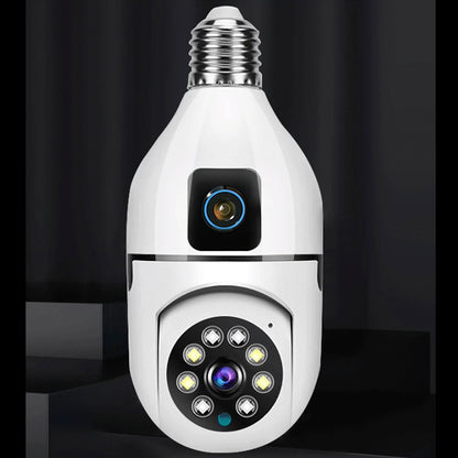 Light Bulb Dual-Lens Surveillance Camera with 360° Panoramic View, Full-Color Night Vision, Intelligent Motion Tracking