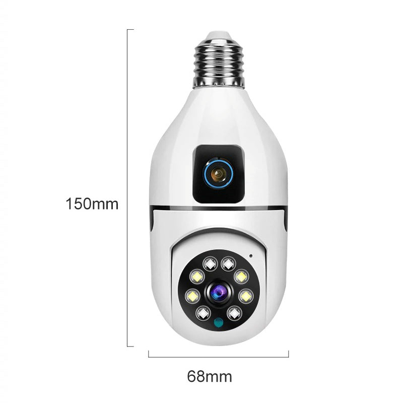 Light Bulb Dual-Lens Surveillance Camera with 360° Panoramic View, Full-Color Night Vision, Intelligent Motion Tracking