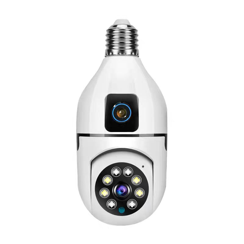 Light Bulb Dual-Lens Surveillance Camera with 360° Panoramic View, Full-Color Night Vision, Intelligent Motion Tracking