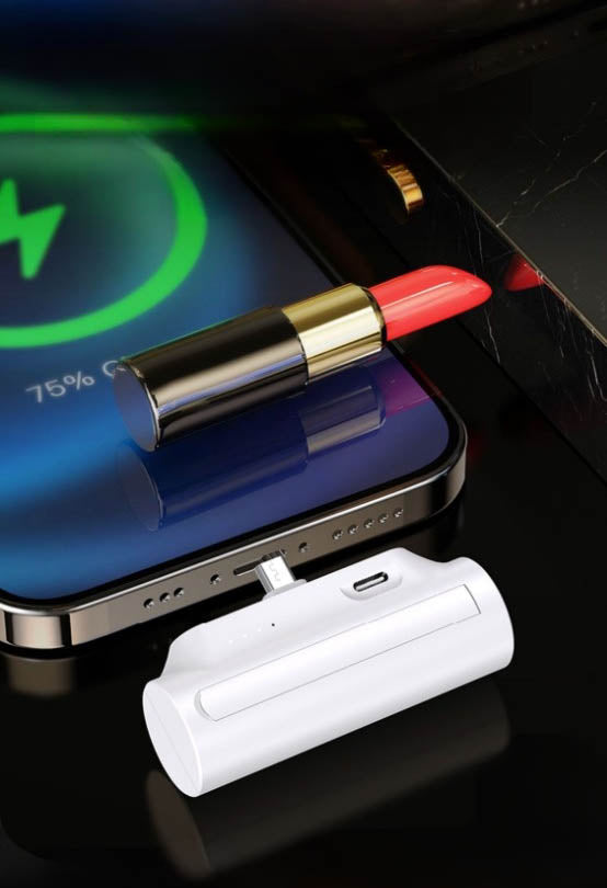 Mini Capsule-shaped Portable Charger with A Built-in & Retractable Viewing Stand for iPhones, iPads, Android Devices