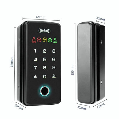 Office Drill-Free Smart Glass Door Lock with Multiple Unlocking Methods Include Fingerprint, Phone APP, Password, and Card