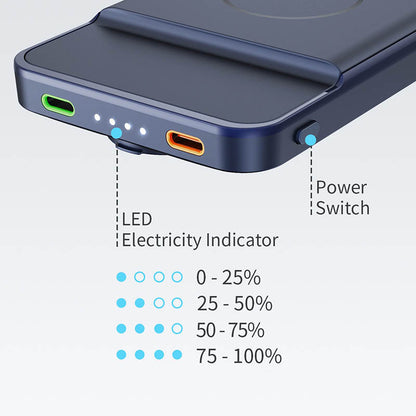 Portable Magsafe Power Bank with A Foldable Aluminum Stand for iPhone 14 / 13 / 12 Series and Apple Watch Ultra, SE, 8-2