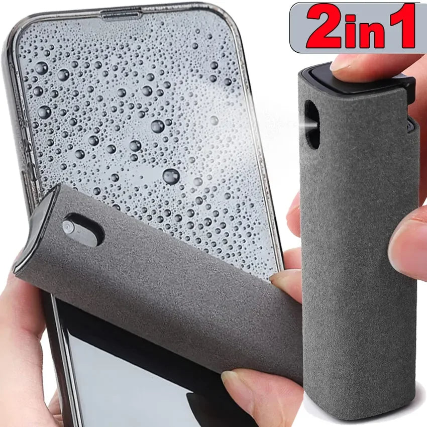 Portable Screen Cleaner Spray and Wipe Combo with Powerful Stain Removal for iPad, iPhone, MacBook, Tablets, Laptop Screen [Without Liquid]