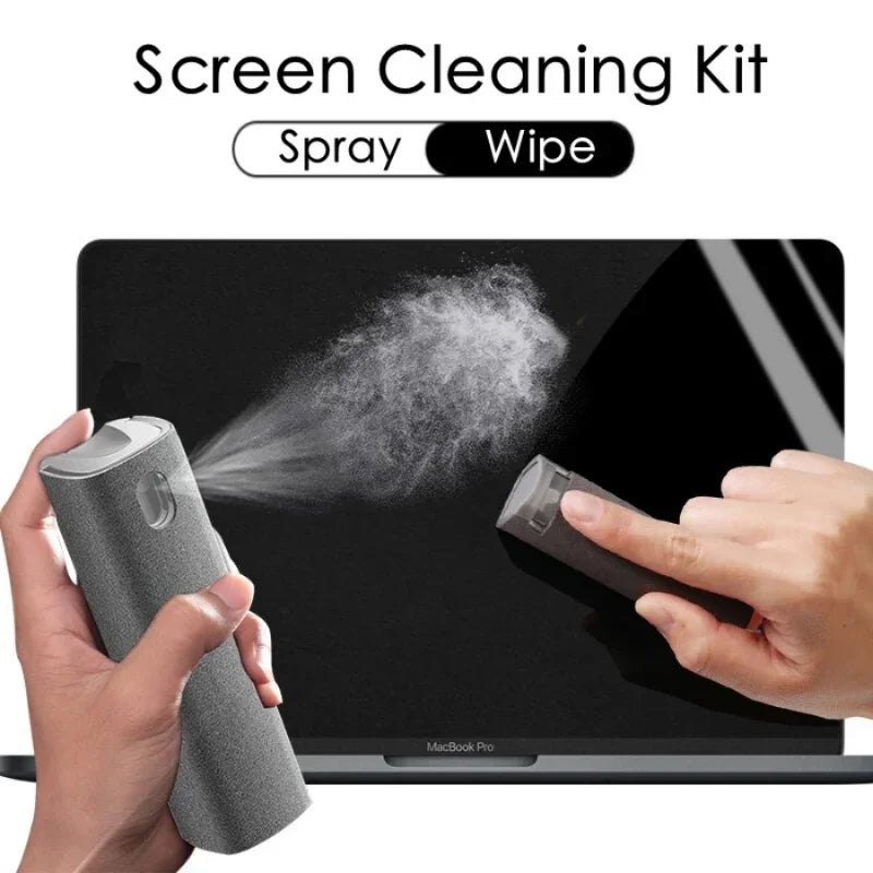 Portable Screen Cleaner Spray and Wipe Combo with Powerful Stain Removal for iPad, iPhone, MacBook, Tablets, Laptop Screen [Without Liquid]