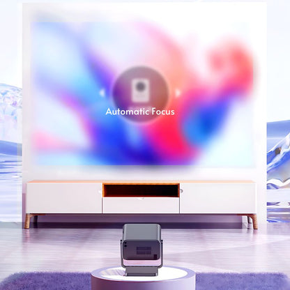 Portable 1080P Smart Projector Running on Android TV OS with A Desktop Stand Allowing for 180° Flexible Rotation