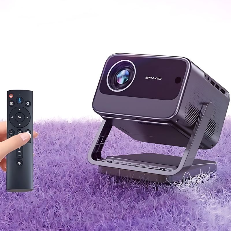 Portable 1080P Smart Projector Running on Android TV OS with A Desktop Stand Allowing for 180° Flexible Rotation