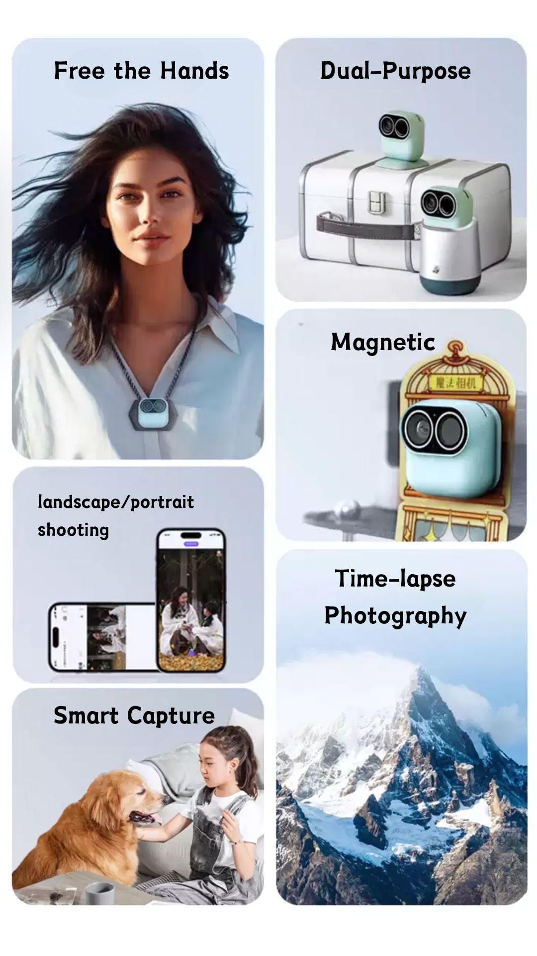 Portable Dual-Purpose Sports Vlog Camera and Household Surveillance Camera to Capture Immersive First-person Perspective Shots