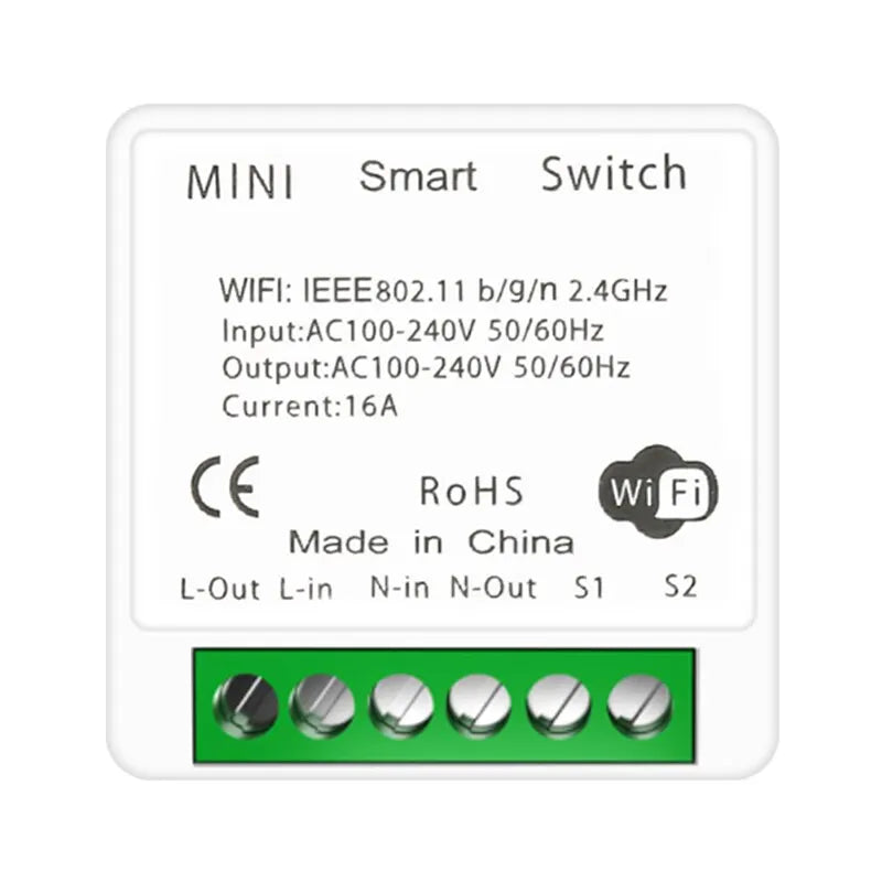 16A Mini WiFi Smart Switch 2-Way Light Switch - Dual Control Module for Smart Home Automation, Works with Alexa, Google Home & Smart Life App