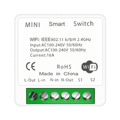 16A Mini WiFi Smart Switch 2-Way Light Switch - Dual Control Module for Smart Home Automation, Works with Alexa, Google Home & Smart Life App