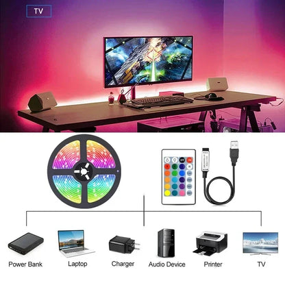 Smart RGB LED Strip Lights - USB Powered, APP & Remote Controlled, Color Changing SMD5050 for TV, Room & Party Decoration