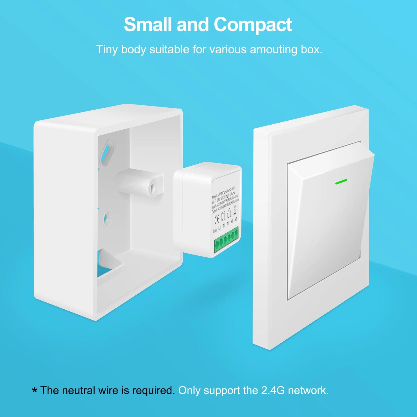 16A Mini WiFi Smart Switch 2-Way Light Switch - Dual Control Module for Smart Home Automation, Works with Alexa, Google Home & Smart Life App