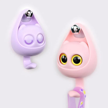 WinkyCat Drill Free Adhesive Hook - Cute Cartoon Wall Hook with Winking Eyes for Home & Bathroom Organization