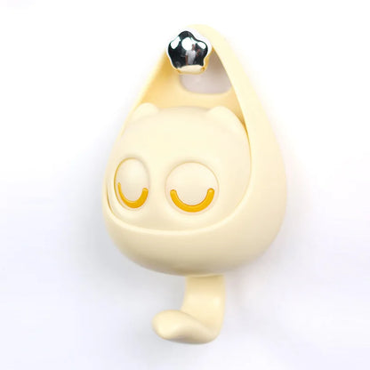 WinkyCat Drill Free Adhesive Hook - Cute Cartoon Wall Hook with Winking Eyes for Home & Bathroom Organization