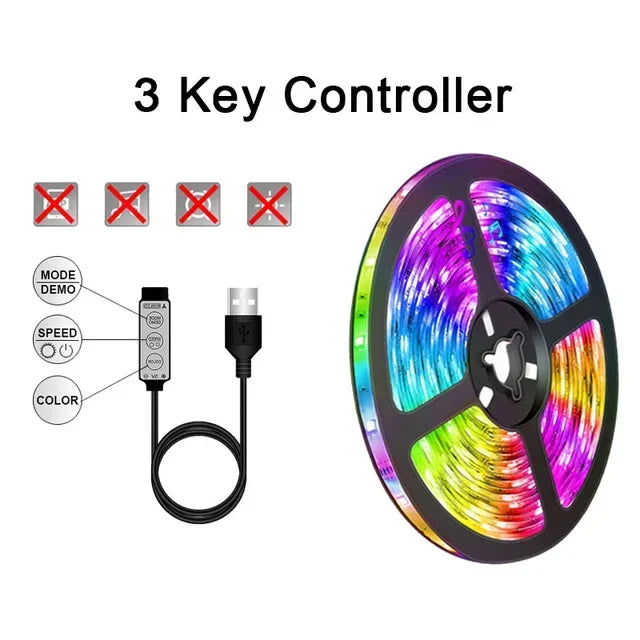 Smart RGB LED Strip Lights - USB Powered, APP & Remote Controlled, Color Changing SMD5050 for TV, Room & Party Decoration