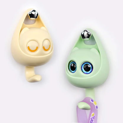 WinkyCat Drill Free Adhesive Hook - Cute Cartoon Wall Hook with Winking Eyes for Home & Bathroom Organization