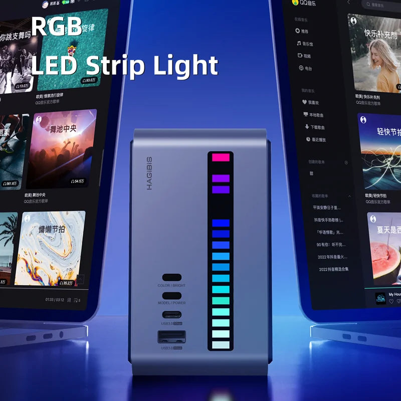 18-in-1 USB-C Docking Station with RGB Strip Light, Dual 4K HDMI, M.2 SSD Enclosure, and Gigabit Ethernet – Your Ultimate All-in-One Hub for Seamless Connectivity and Style