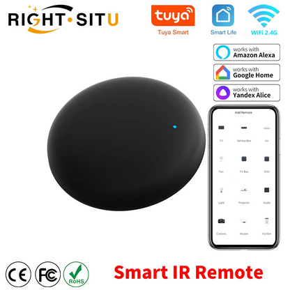 Tuya WiFi Smart IR Remote Control: Control Your TV, DVD, Audio, and AC via the Smart Life App, Compatible with Alexa and Google Home