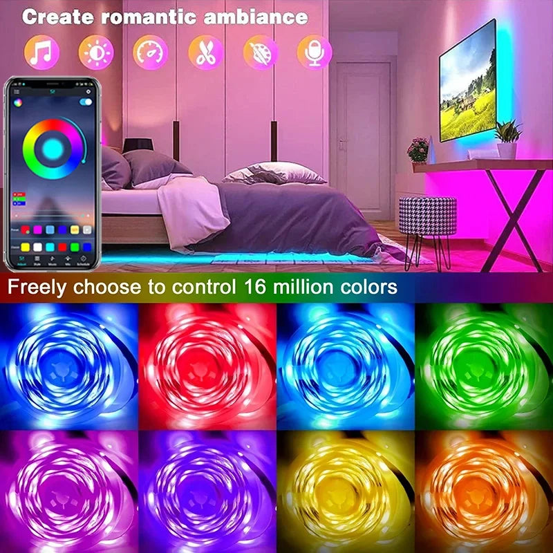 Smart RGB LED Strip Lights - USB Powered, APP & Remote Controlled, Color Changing SMD5050 for TV, Room & Party Decoration