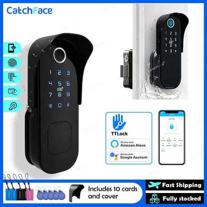 Waterproof Tuya Bluetooth Smart Lock with 5 Unlocking Ways of Fingerprint, Mobile APP, Passcode, IC Card, and Mechanical Key