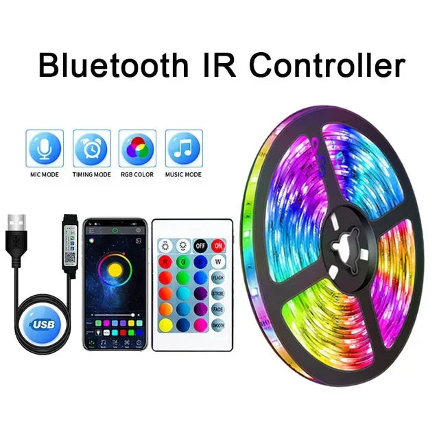 Smart RGB LED Strip Lights - USB Powered, APP & Remote Controlled, Color Changing SMD5050 for TV, Room & Party Decoration