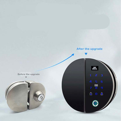 Strong Secure Smart Glass Door Lock with Weatherproof Alloy Casing and Various Unlocking Options like Fingerprint, Mobile APP, NFC, etc.