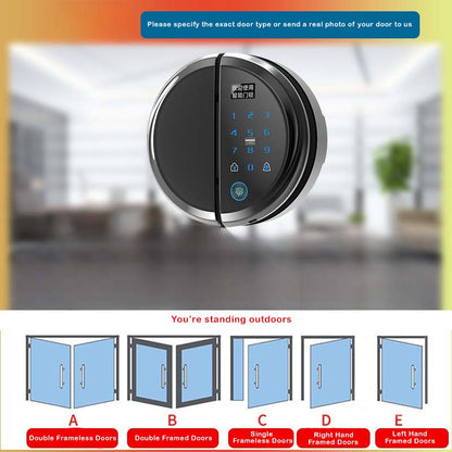 Strong Secure Smart Glass Door Lock with Weatherproof Alloy Casing and Various Unlocking Options like Fingerprint, Mobile APP, NFC, etc.