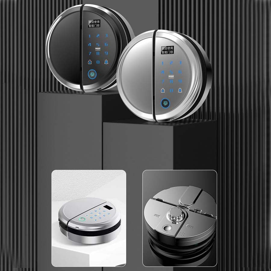 Strong Secure Smart Glass Door Lock with Weatherproof Alloy Casing and Various Unlocking Options like Fingerprint, Mobile APP, NFC, etc.